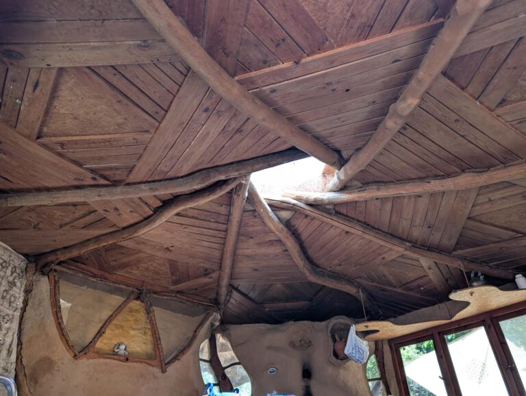 Rustic house roof with an intricate patterned design